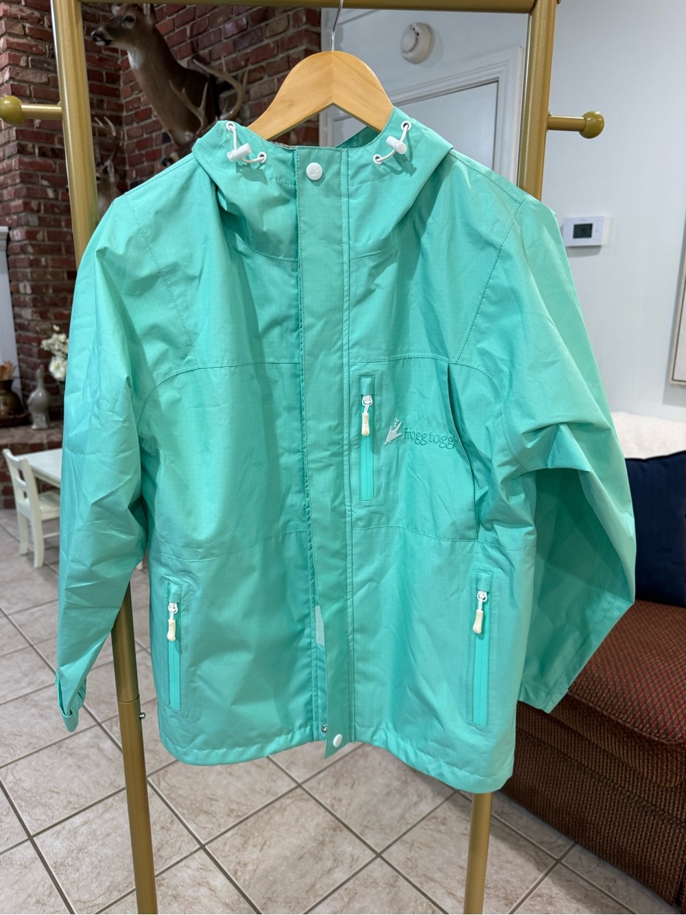 Frogg Toggs Women’s Aqua Hooded Rain Jacket Size Small